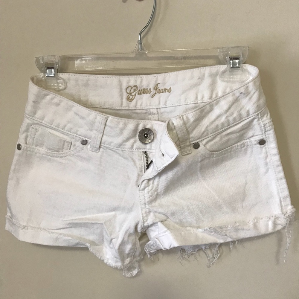 Guess white jean shorts